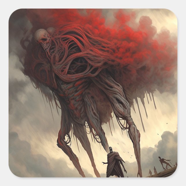 Pegatina Cuadrada Gigante Alien Walking Ciencia Ficción Arte de Horr (Anverso)