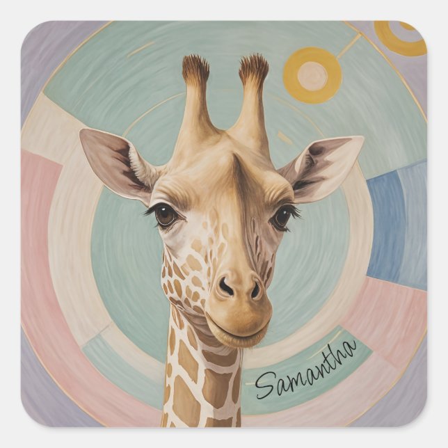 Pegatina Cuadrada Gigante suave: Pastel Giraffe (Anverso)