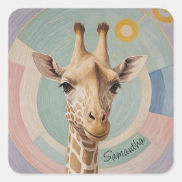 Pegatina Cuadrada Gigante suave: Pastel Giraffe
