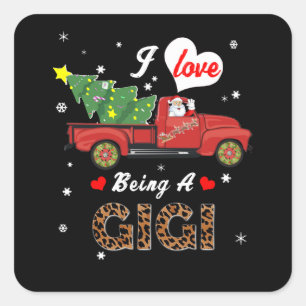 Pegatina Cuadrada Gigi Lover   Me Encanta Ser Un Árbol De Navidad Gi