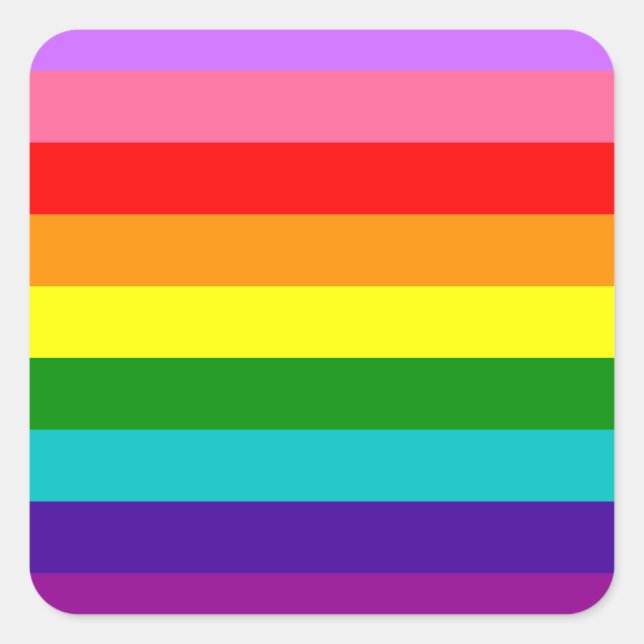 Pegatina Cuadrada Gilbert Baker’s 9-Stripe Rainbow Flag  (Anverso)
