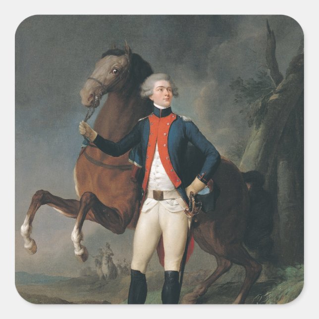 Pegatina Cuadrada Gilbert Motier Marquis de la Fayette, 1788 (Anverso)