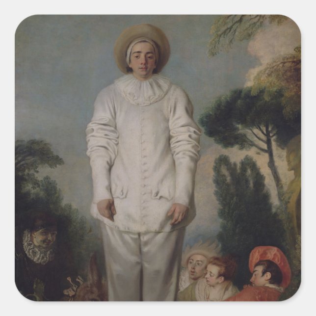 Pegatina Cuadrada Gilles, c.1718-19 (Anverso)