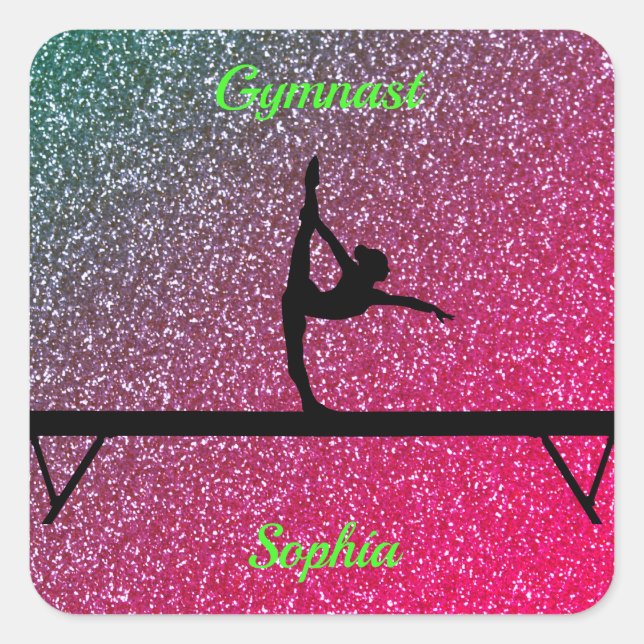Pegatina Cuadrada Gimnasia Beam Watermelon Sparkle (Anverso)
