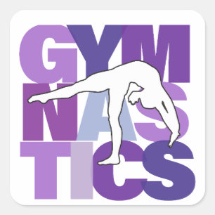 Pegatina Cuadrada Gimnasia de vuelta dobla el arte de palabras en mo