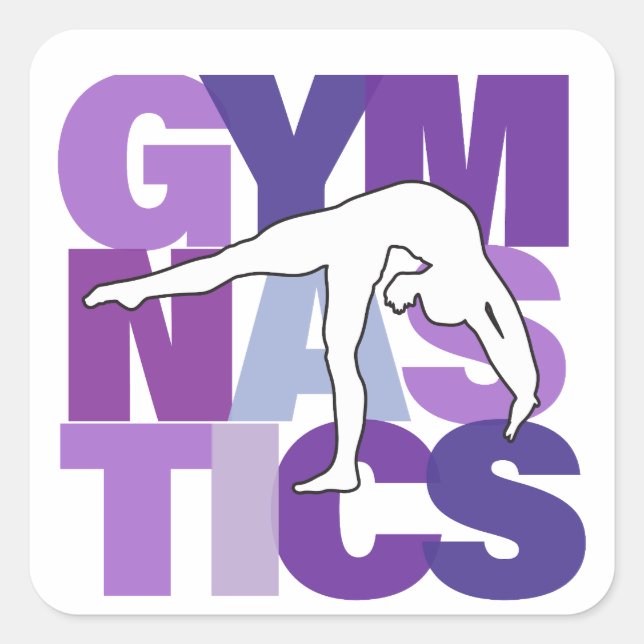 Pegatina Cuadrada Gimnasia de vuelta dobla el arte de palabras en mo (Anverso)