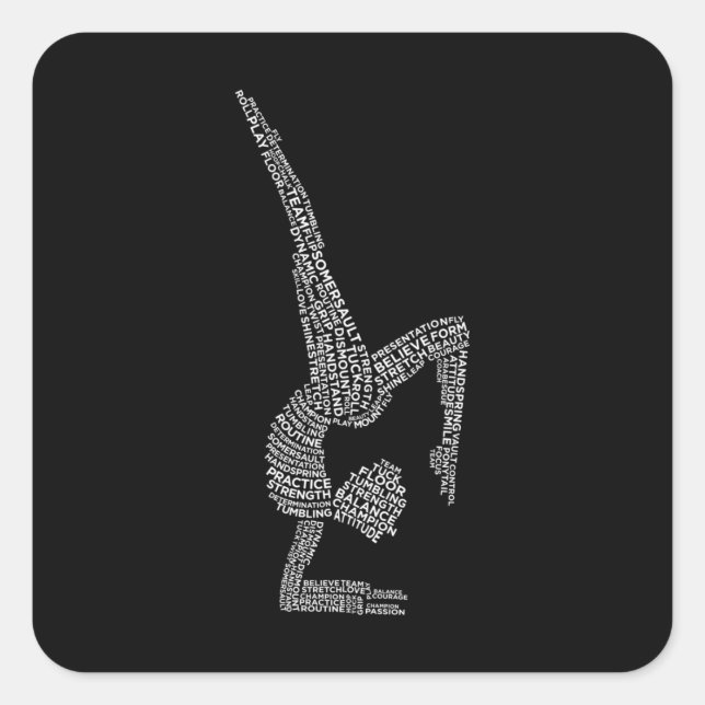 Pegatina Cuadrada Gimnasia Gimnasia Gimnasia Deportes Lov (Anverso)