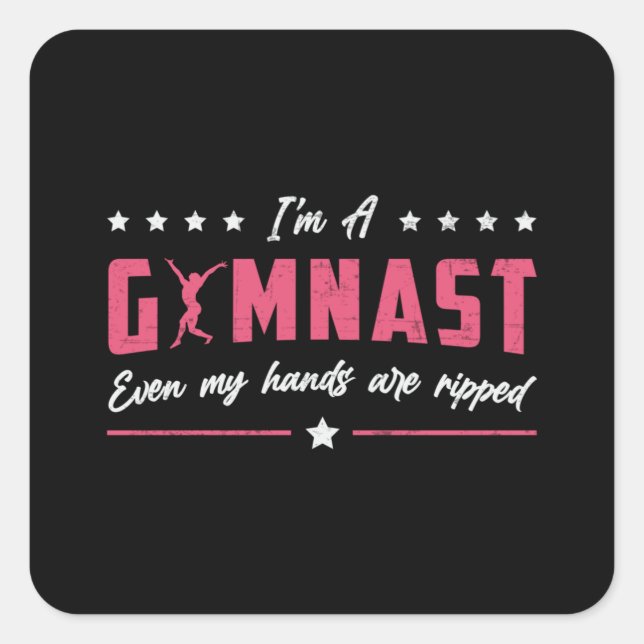 Pegatina Cuadrada Gimnasia, soy una gimnasta de bóveda despareja (Anverso)