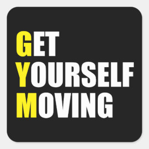 Pegatina Cuadrada GIMNASIO - Consíguese en movimiento - Motivación d