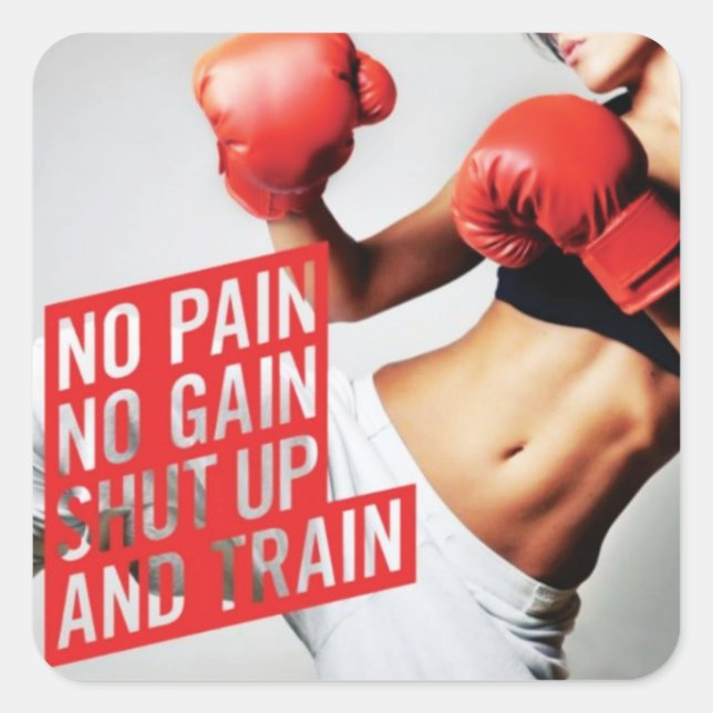Pegatina Cuadrada Gimnasio Motivacional (Anverso)