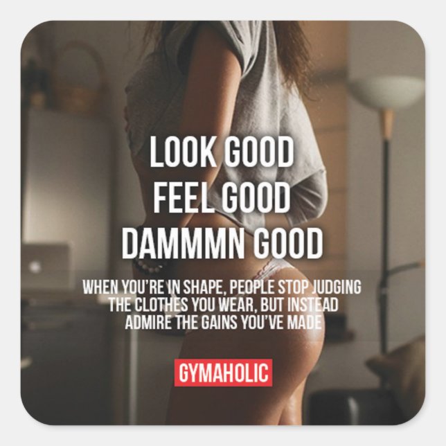 Pegatina Cuadrada Gimnasio Motivacional (Anverso)