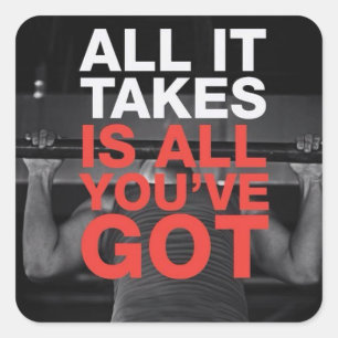 Pegatina Cuadrada Gimnasio Motivacional