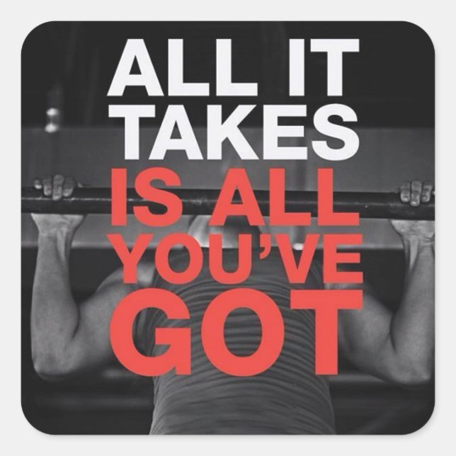 Pegatina Cuadrada Gimnasio Motivacional (Anverso)