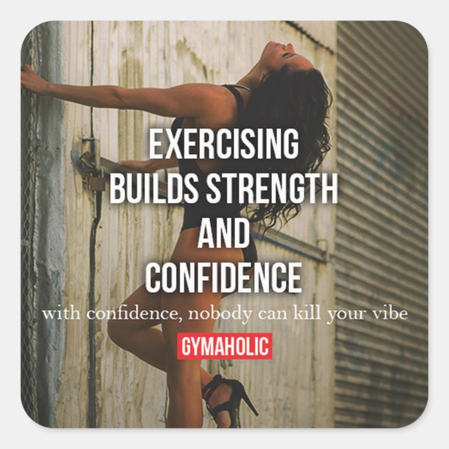 Pegatina Cuadrada Gimnasio Motivacional (Anverso)