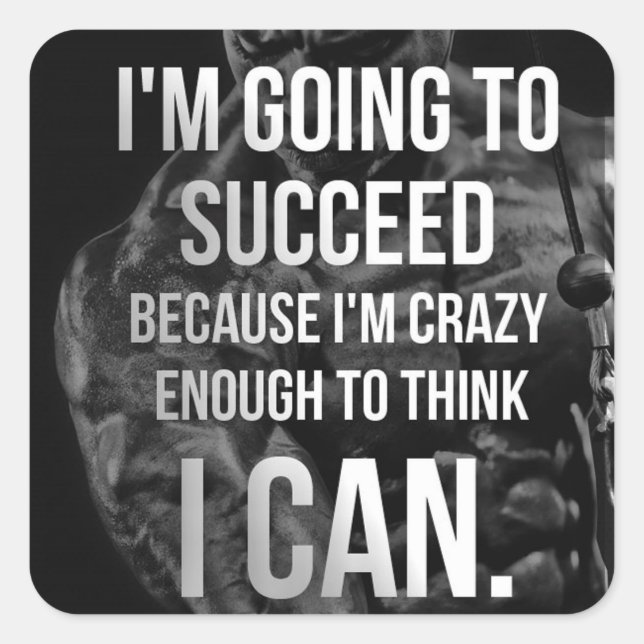 Pegatina Cuadrada Gimnasio Motivacional (Anverso)