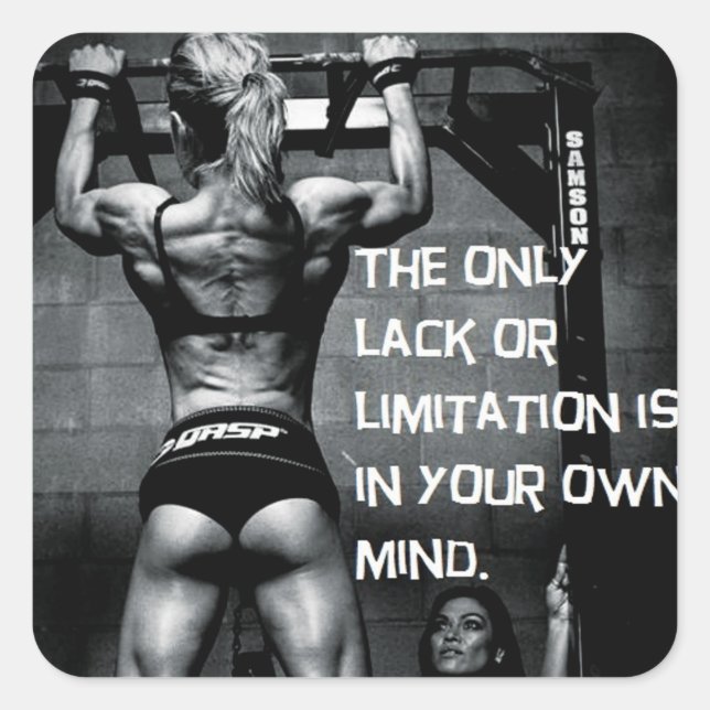 Pegatina Cuadrada Gimnasio Motivacional (Anverso)