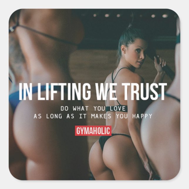 Pegatina Cuadrada Gimnasio Motivacional (Anverso)