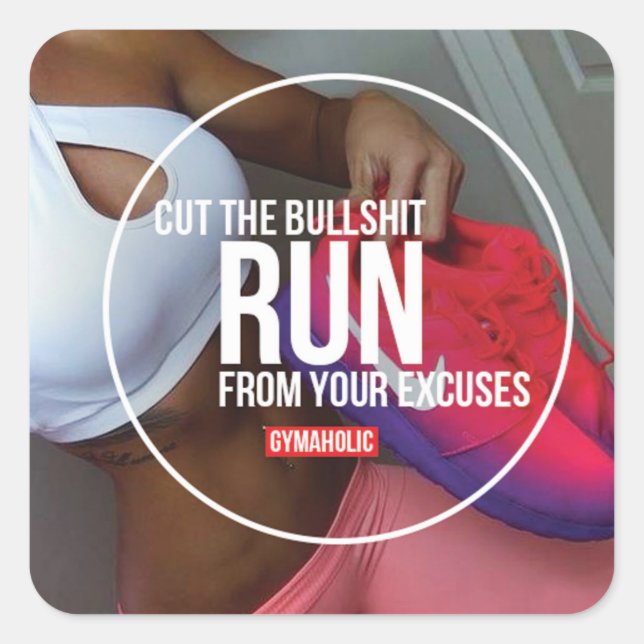 Pegatina Cuadrada Gimnasio Motivacional (Anverso)