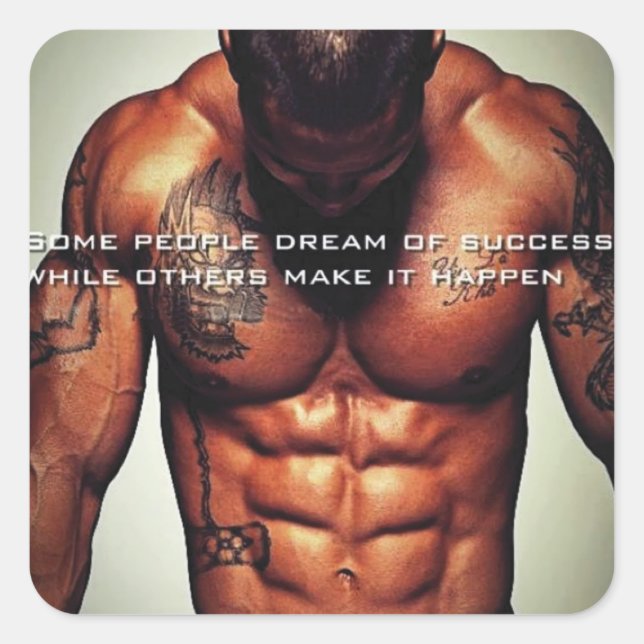Pegatina Cuadrada Gimnasio Motivacional (Anverso)