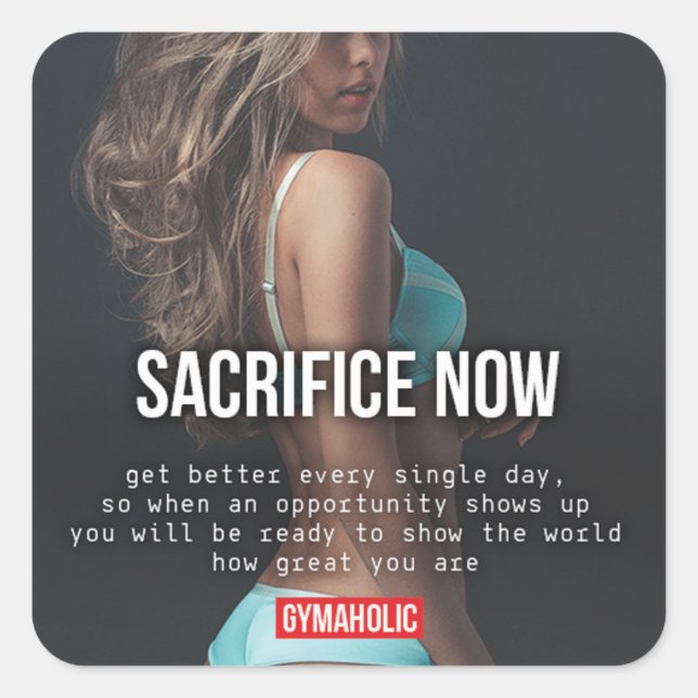 Pegatina Cuadrada Gimnasio Motivacional (Anverso)