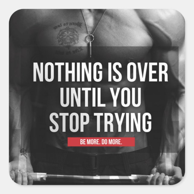 Pegatina Cuadrada Gimnasio Motivacional (Anverso)