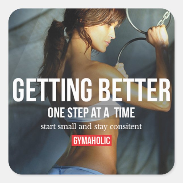 Pegatina Cuadrada Gimnasio Motivacional (Anverso)