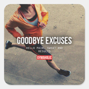 Pegatina Cuadrada Gimnasio Motivacional