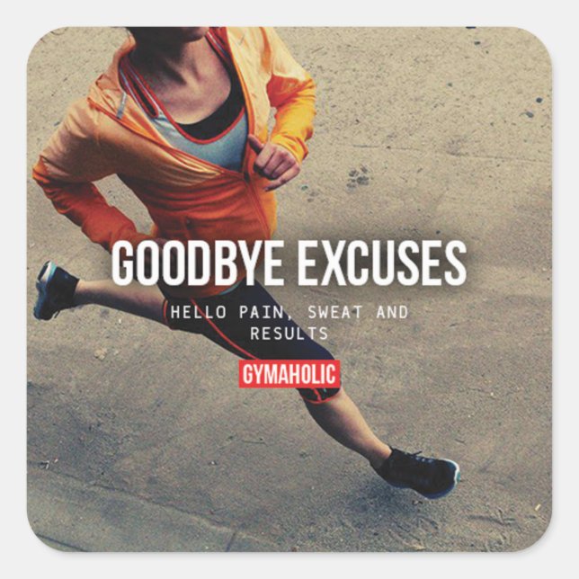 Pegatina Cuadrada Gimnasio Motivacional (Anverso)