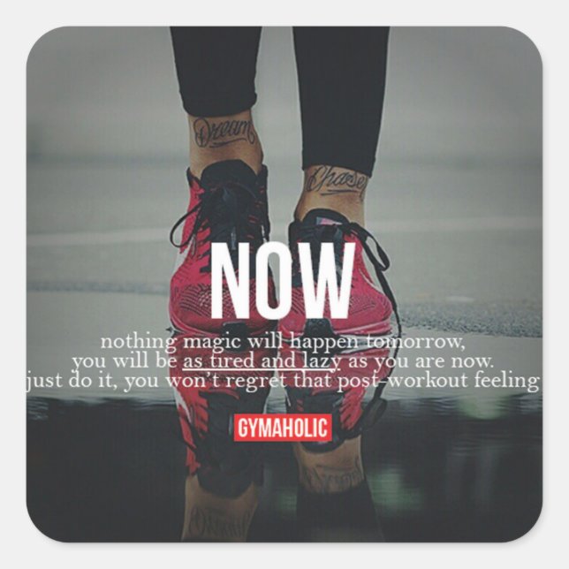 Pegatina Cuadrada Gimnasio Motivacional (Anverso)