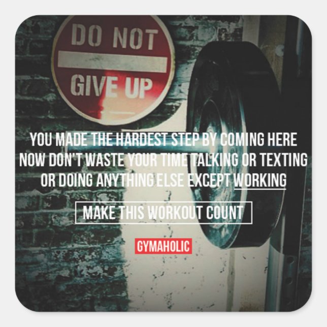 Pegatina Cuadrada Gimnasio Motivacional (Anverso)