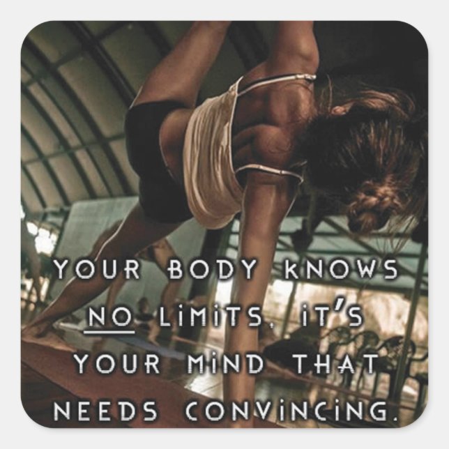 Pegatina Cuadrada Gimnasio Motivacional (Anverso)