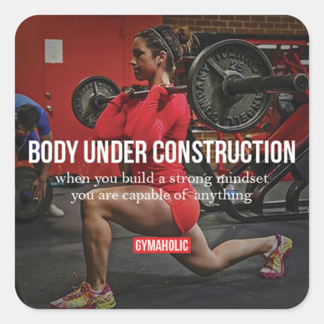 Pegatina Cuadrada Gimnasio Motivacional (Anverso)