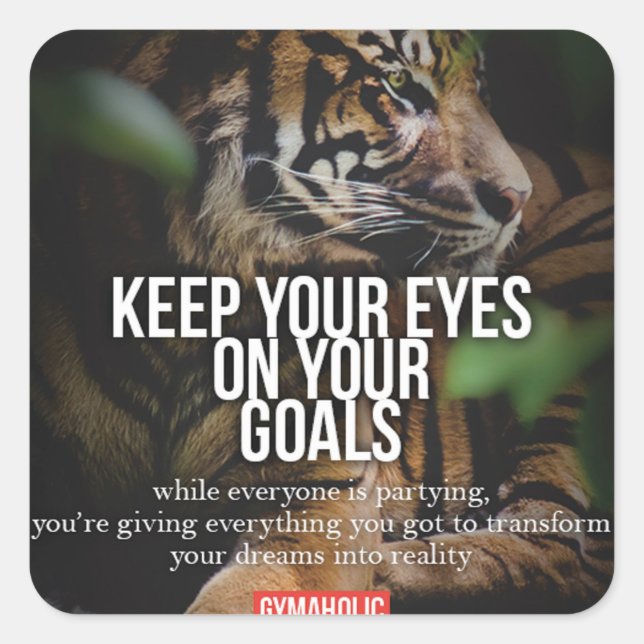 Pegatina Cuadrada Gimnasio Motivacional (Anverso)
