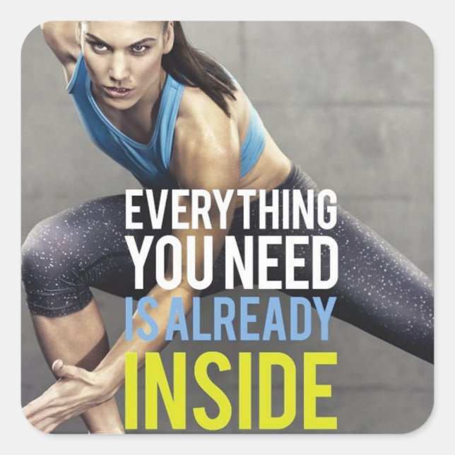 Pegatina Cuadrada Gimnasio Motivacional (Anverso)