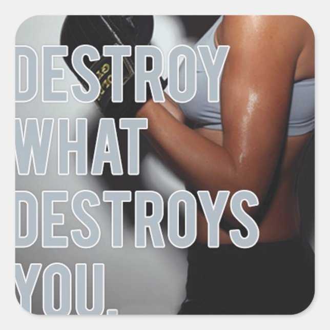 Pegatina Cuadrada Gimnasio Motivacional (Anverso)