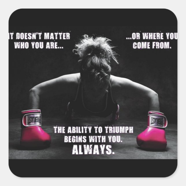 Pegatina Cuadrada Gimnasio Motivacional (Anverso)