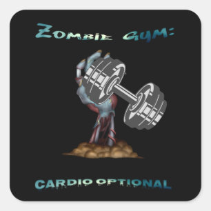 Pegatina Cuadrada Gimnasio Zombie: Cardio Gimnasio Zombie opcional