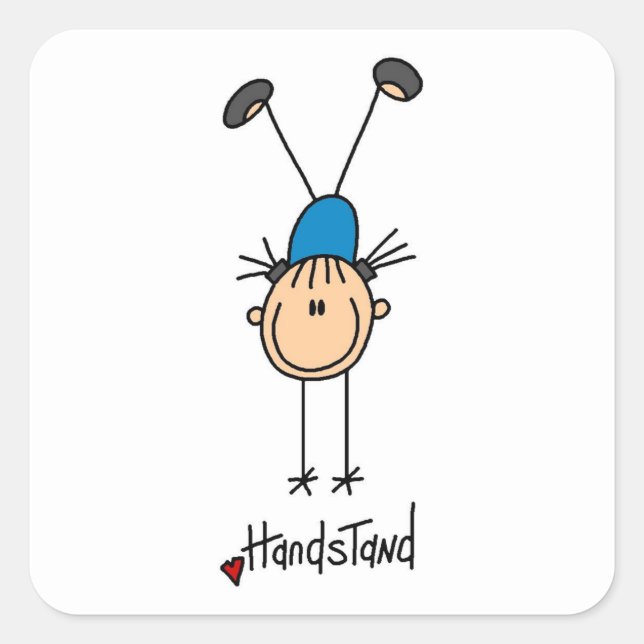 Pegatina Cuadrada Gimnast Doing Handstand (Anverso)