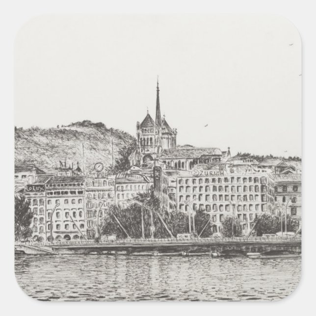 Pegatina Cuadrada Ginebra 2011 (Anverso)