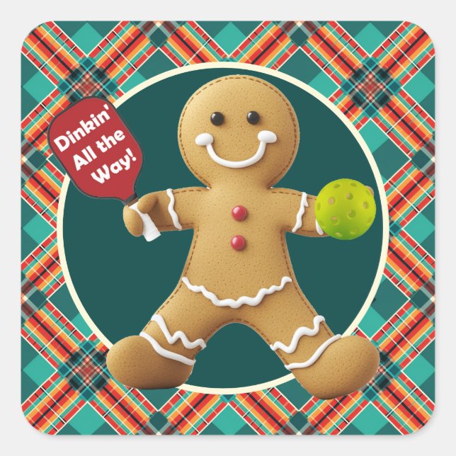 Pegatina Cuadrada Gingerbread Chething (Anverso)