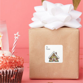 Pegatina Cuadrada Gingerbread House Navidades Pegatinas de etiquetas