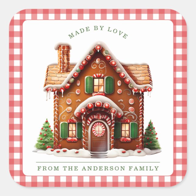 Pegatina Cuadrada Gingerbread Man Sticker (Anverso)