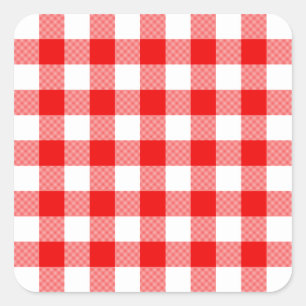 Pegatina Cuadrada Gingham Rojo