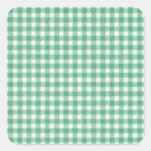Pegatina Cuadrada Gingham Verde Menta