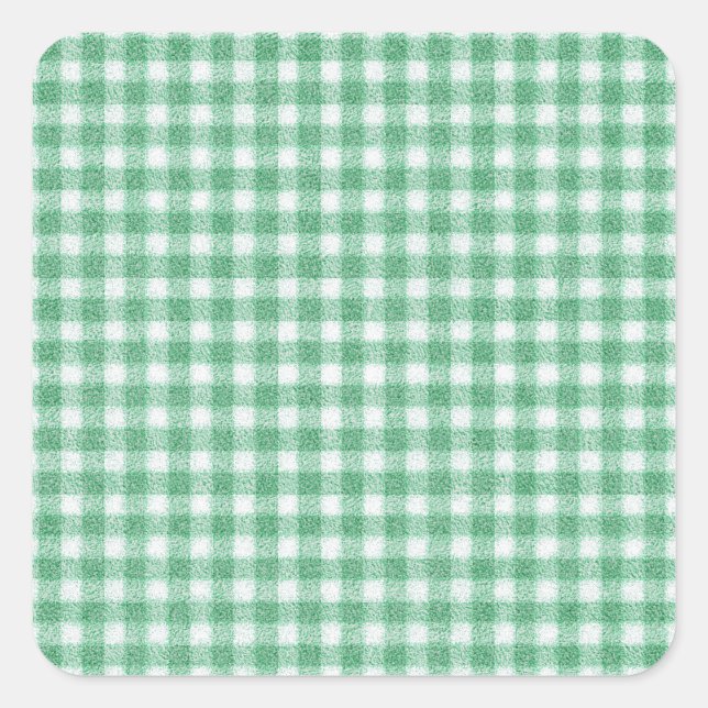 Pegatina Cuadrada Gingham Verde Menta  (Anverso)