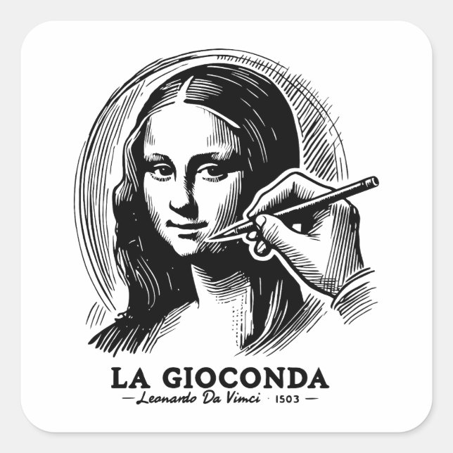 Pegatina Cuadrada Gioconda (Anverso)