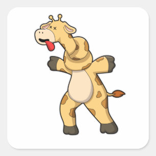 Pegatina Cuadrada Girafa con nudo en el cuello
