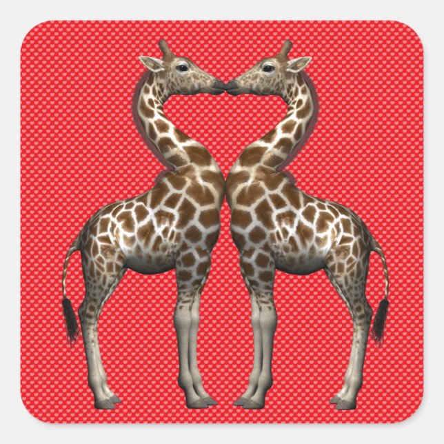 Pegatina Cuadrada Girafas enamoradas (Anverso)