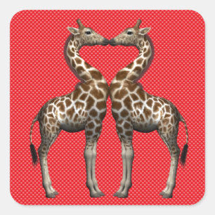 Pegatina Cuadrada Girafas enamoradas