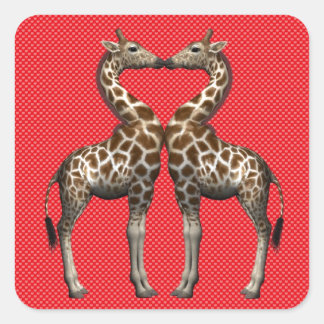 Pegatina Cuadrada Girafas enamoradas